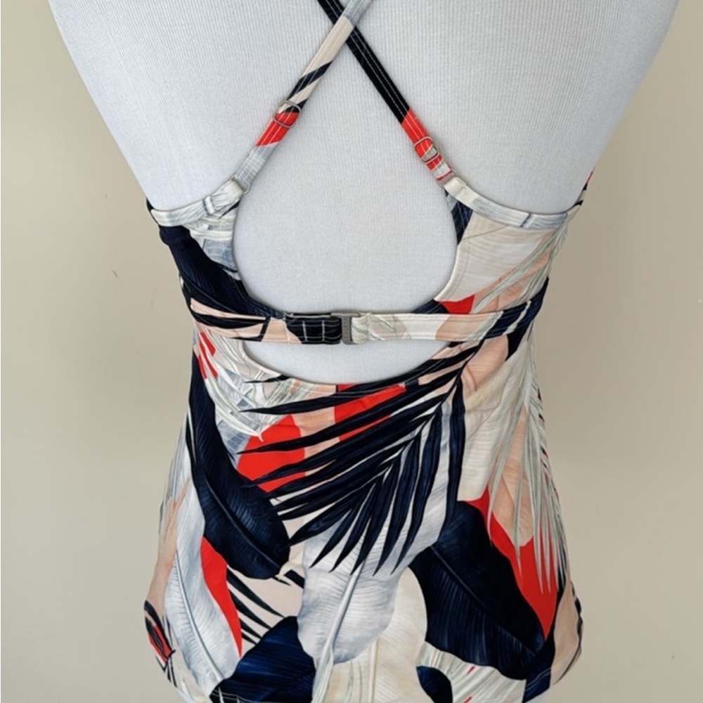Athleta 36C Tankini power Swim Top - Red, Black, White
